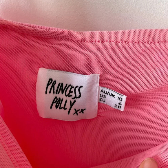 Princess Polly Reece One Shoulder Ribbed Ruched Mini Dress Bubblegum Pink Sz 6 - Picture 5 of 6